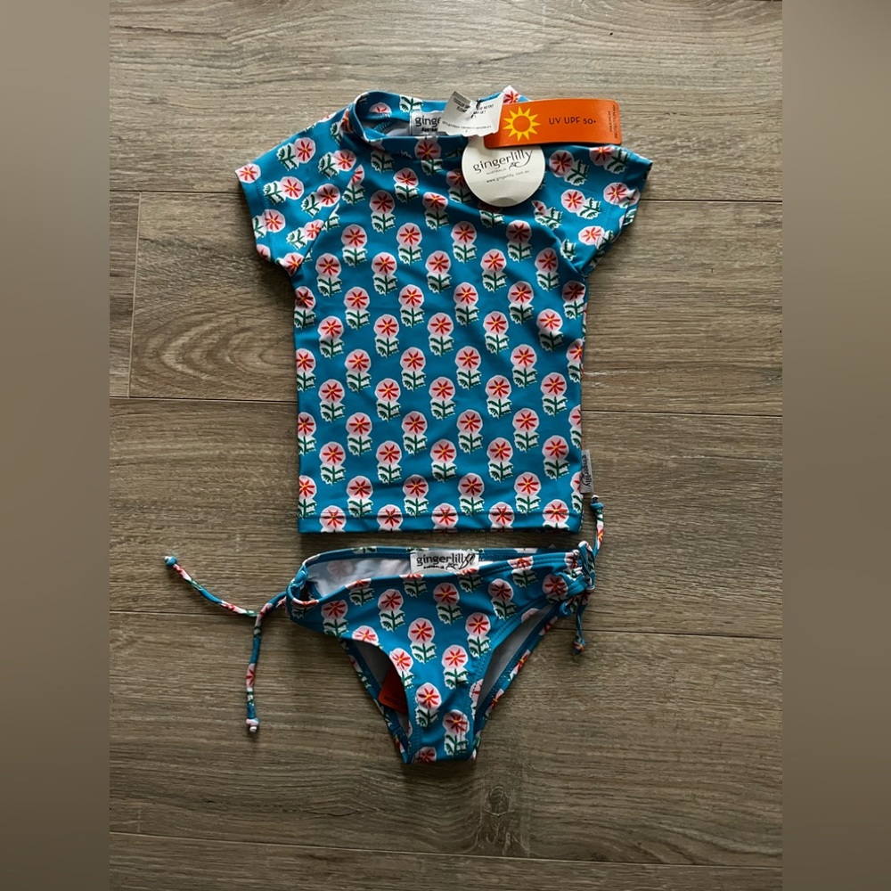NWT Ginger Lilly Baby Blue Two Piece Swimsuit Spf 50+ - Size 1 (12-18 months)